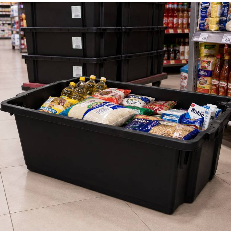 Caixa Preta 40 Litros / Caixa Plastica Utilidades / Caixa de Pescado / Caixa Multiuso