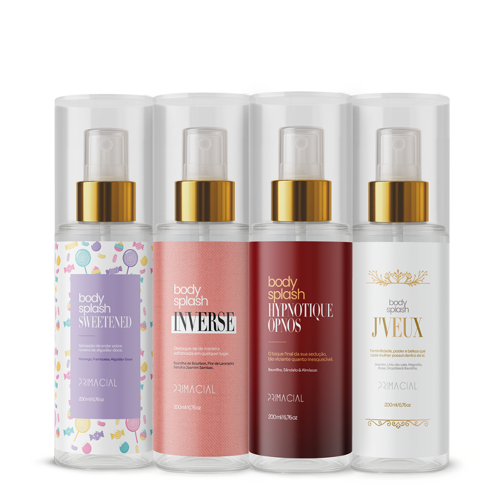 KIT COM 4 BODY SPLASH FEMININO SWEETENED + INVERSE + HYPNOTIQUE OPNOS + J'VEUX 2