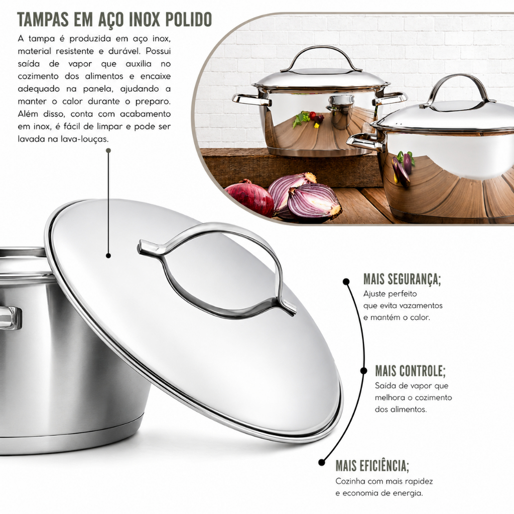 Jogo de Panelas Tramontina Allegra 2 Peças Aço Inox com Fundo Triplo · foto 2
