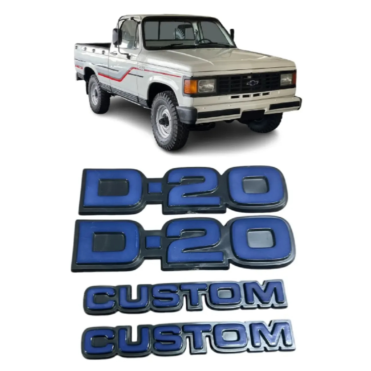 Kit Emblema Letreiro Paralama D20 Custom 1985 Até 1996 Azul