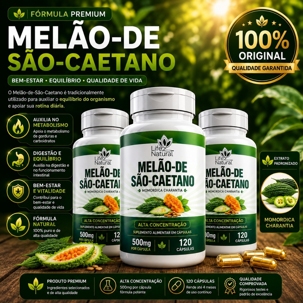 Melão de São Caetano 500mg | Auxilia no Controle da Glicose | Apoio Metabólico Natural-120 Cápsulas