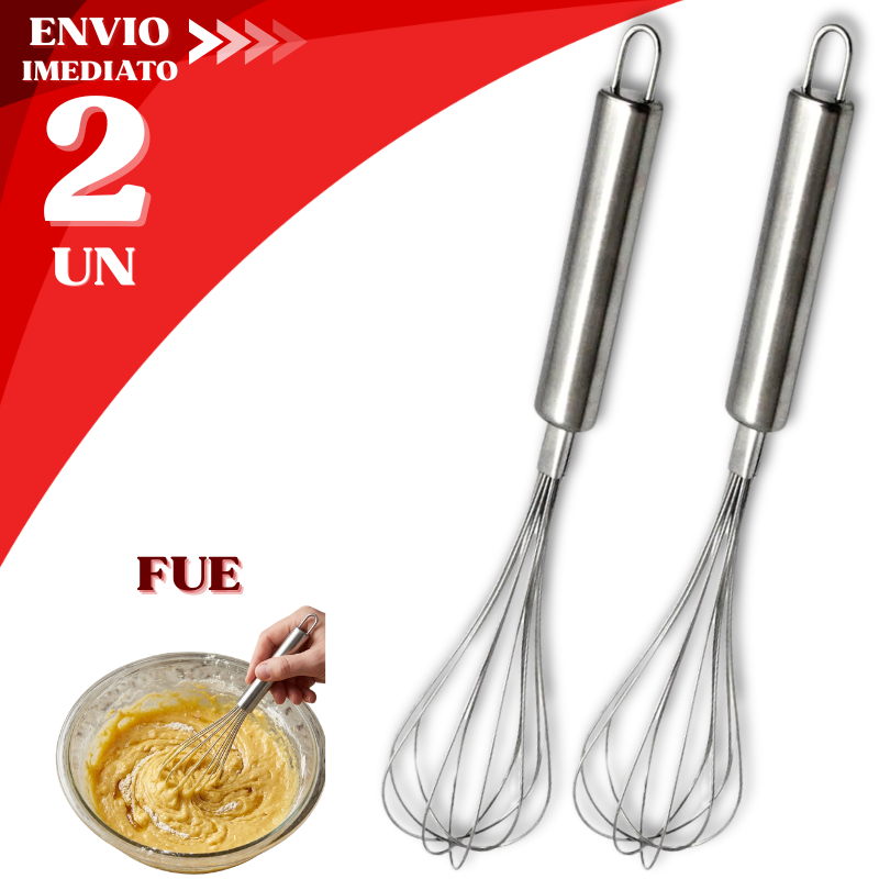 Jogo 2 ou 1 Batedor de Ovos Profissional Fue 29cm Cozinha Clara Massa Bolo Confeitaria Doce Padaria