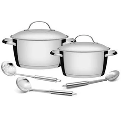 Jogo de Caçarola Tramontina Allegra 2 pç com 3 Utensílios em aço Inox