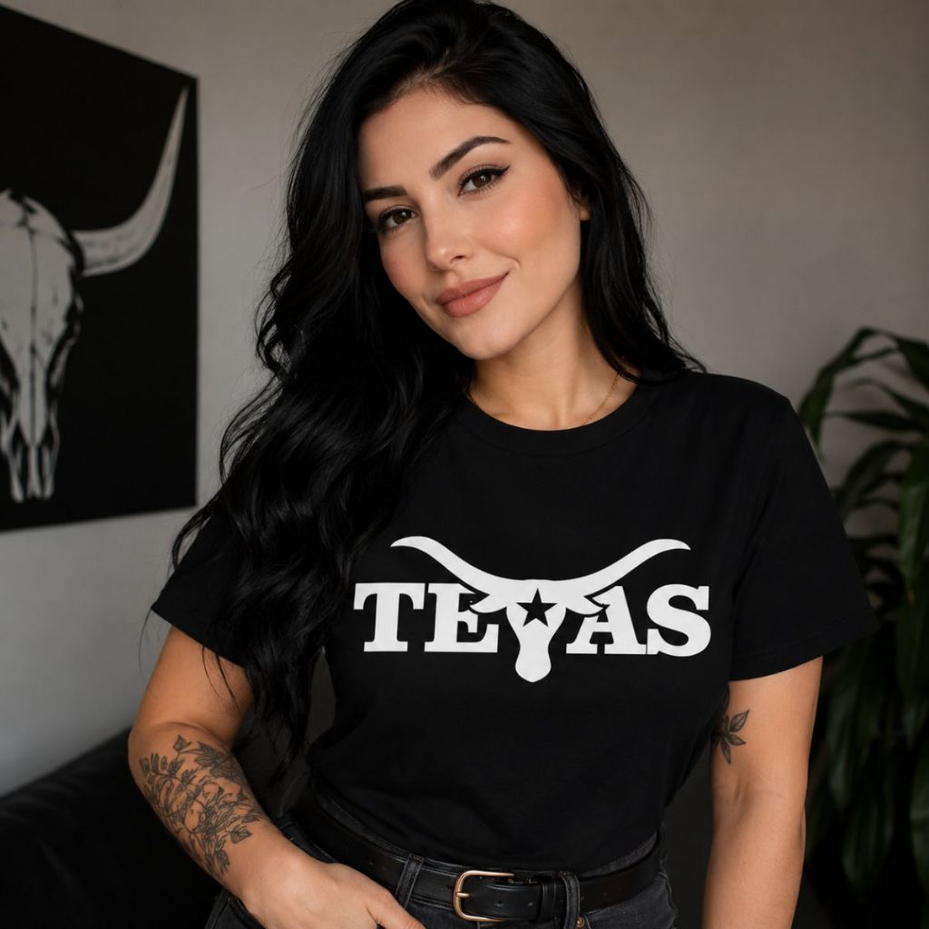 Camiseta Country Feminina Estampa Texas Moda Agro Elegante T shirt Look  Country Lançamento Envio Imediato