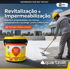 Tinta Borracha Líquida Elástica Quartzolit Impermeabilizante Para Paredes e Telhados 18Kg Branco e Cinza