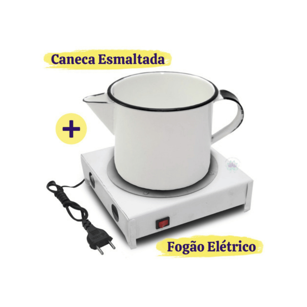 Kit Fogão Elétrico + Caneca Esmaltada (Fogão elétrico com tensão elétrica de 110V)