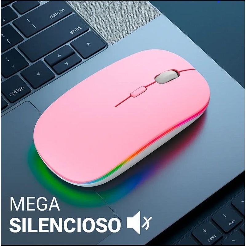Mouse Sem Fio Wireless Recarregável com LED RGB, Ergonômico e Silencioso