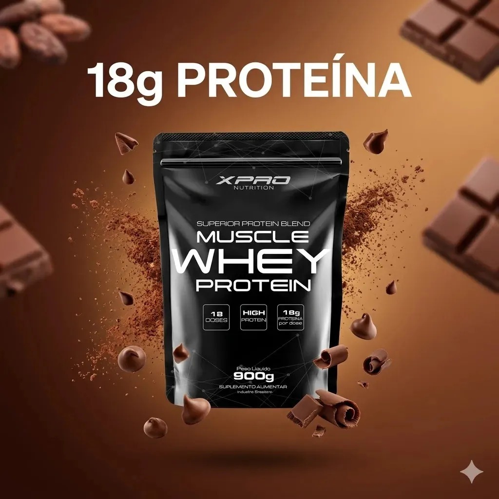 Muscle whey protein 900g xpro whey protein ganho muscular recuperação força foco premium original xp