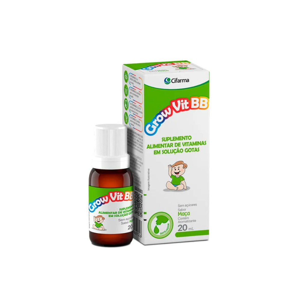 Polivitamínico Grow Vit Bb 20ml Solução Infantil Sabor Maçã