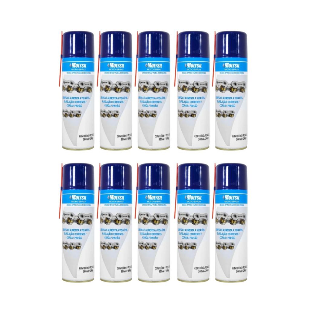 10 Molykote Molysil Moto Spray 300ml Lubrificante Proteção Moto Anticorrosivo Alta Performance