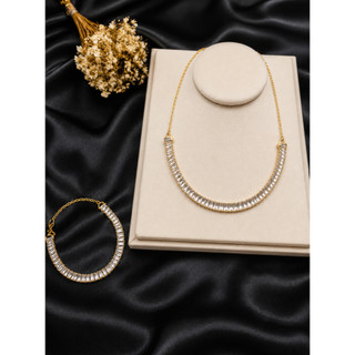 KIT RIVIERA COLAR E PULSEIRA - PULSEIRA REVIERA -COLAR E PULSEIRA REVIERA- COLAR E PULSEIRA REVIERA FOLHEADO FEMININA