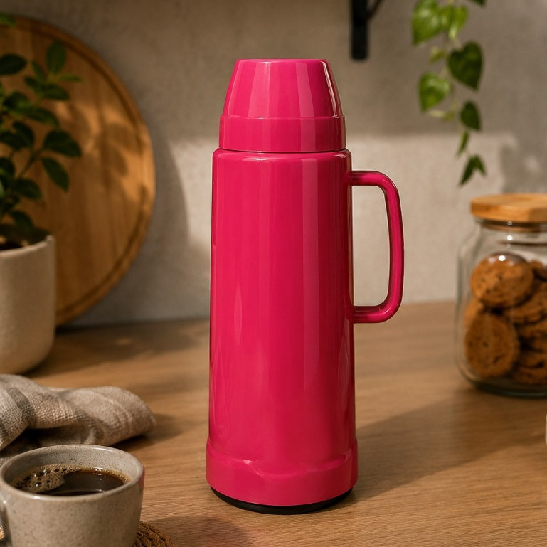 Garrafa Térmica Mor Pink Framboesa Use 1 Litro com Ampola de Vidro para Café Chá Bebidas Frias