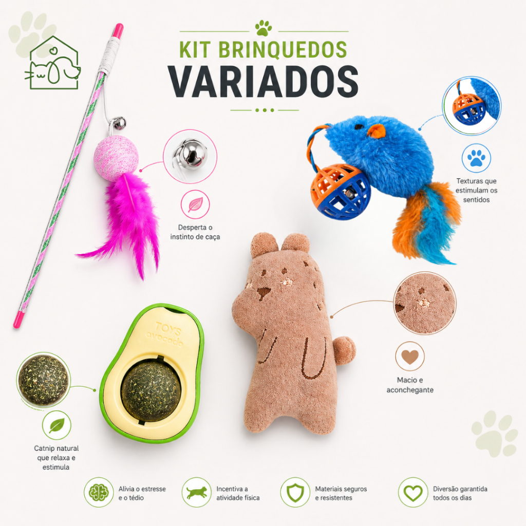 Kit Variado com Brinquedos Interativos para Gatos – Você Escolhe