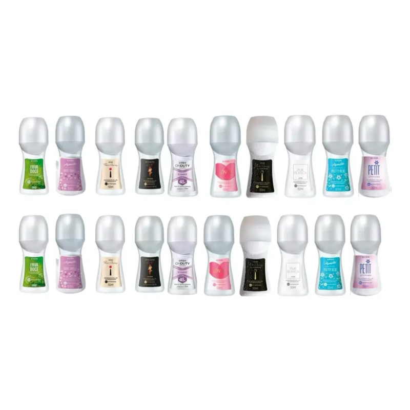 KIT COM 10 DESODORANTE ROLL-ON SORTIDOS FEMININO 50ML - AVON