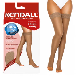 Meia Compressão 15-20mmHg Coxa 7/8 Kendall Mel Confortavel Varizes Sem ponteira
