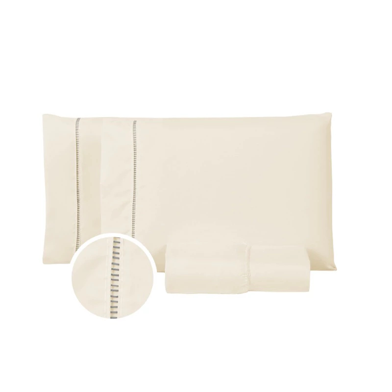 Jogo De Cama Extra Macio Lençol Elástico Com Fronhas 400 fios Micropercal COR PALHA