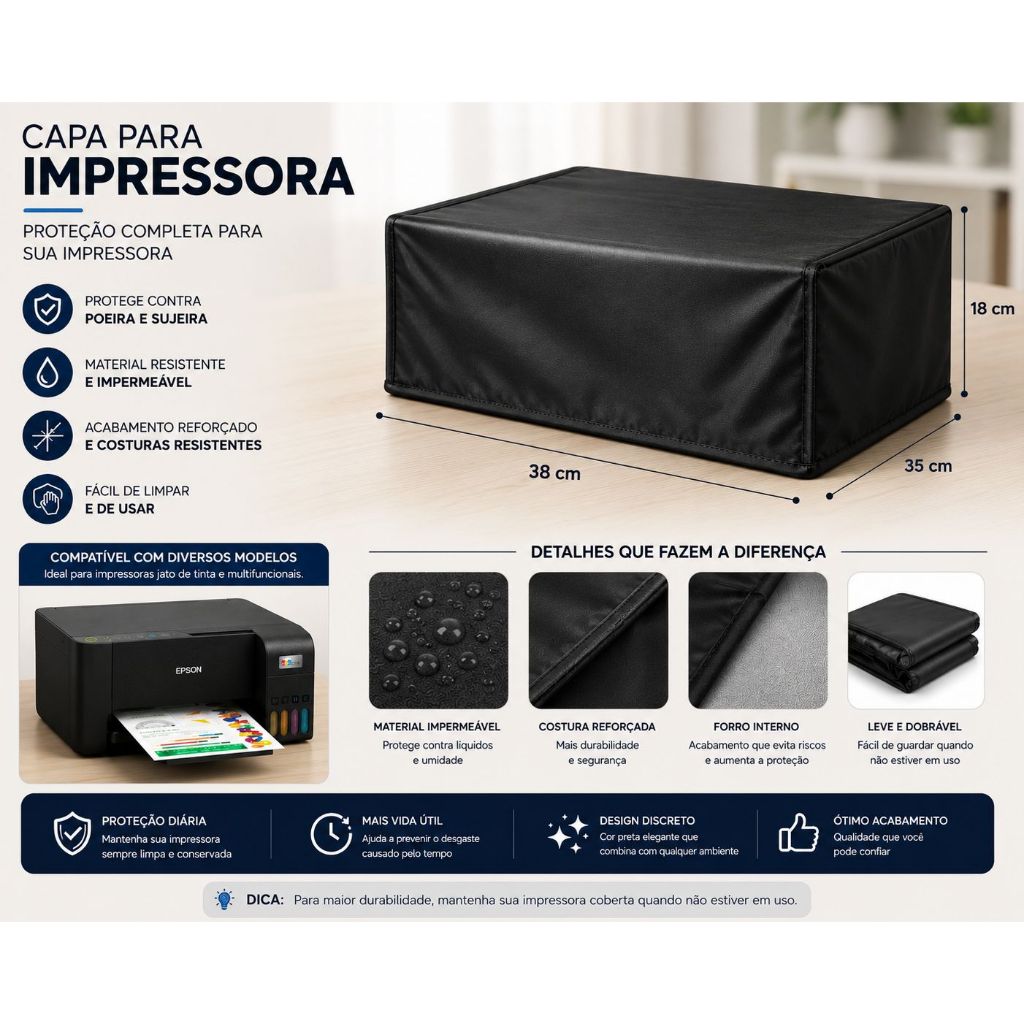 Capa Exclusiva Sua Impressora Merece Proteção! Capa Proteção Material Corino Resistente