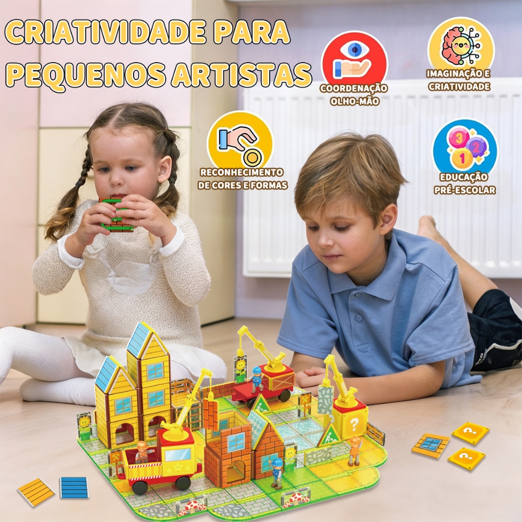Conjunto de 45 blocos magnéticos com tema de construção na fazenda – peças magnéticas grandes presente — imagem 2 de 2