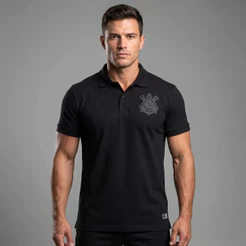 Camisa Polo Corinthians All Black Original Licenciada Sccp