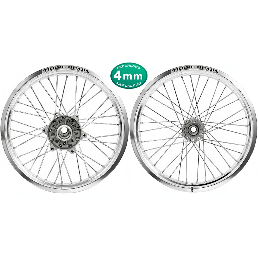 Par Roda Aro Calha Folha Jante Calha Three Heads Polido Xtz Lander Tenere 250 Raios Cromados