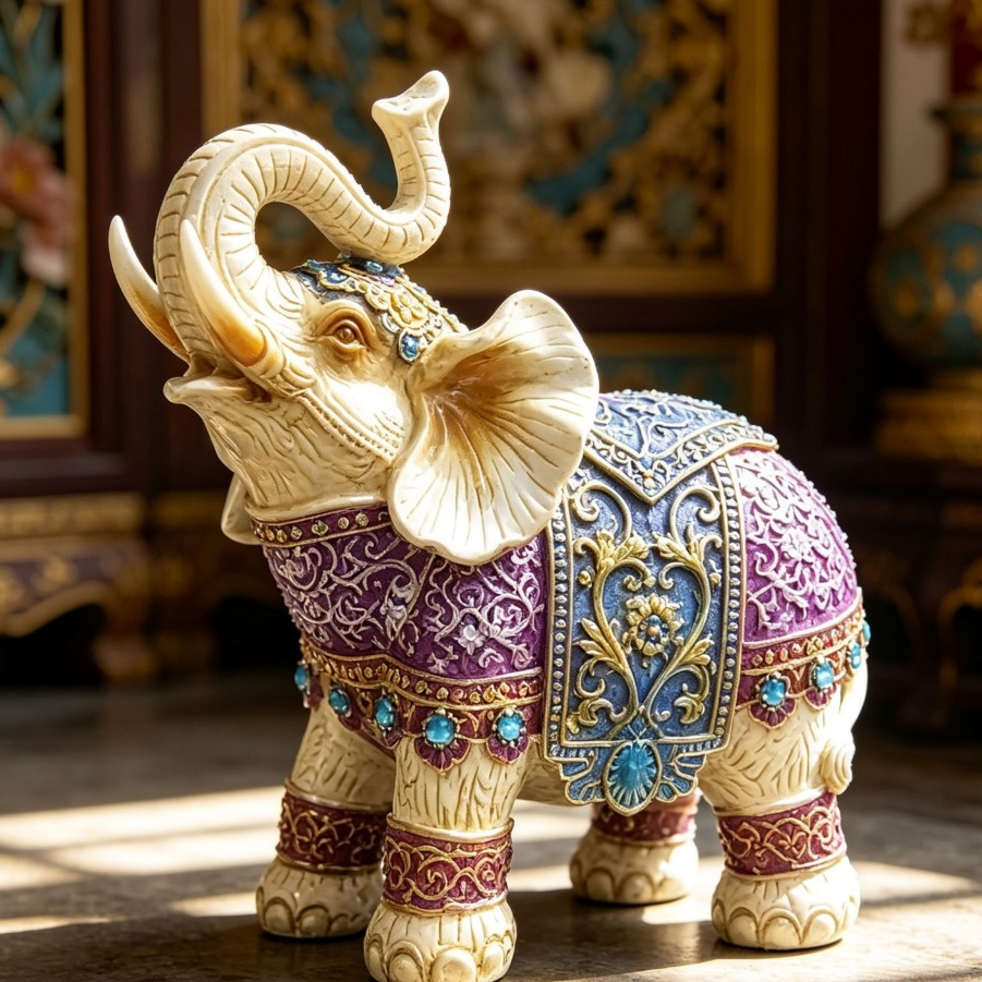 Elefante Decorativo Indiano De Resina Sorte Sabedoria