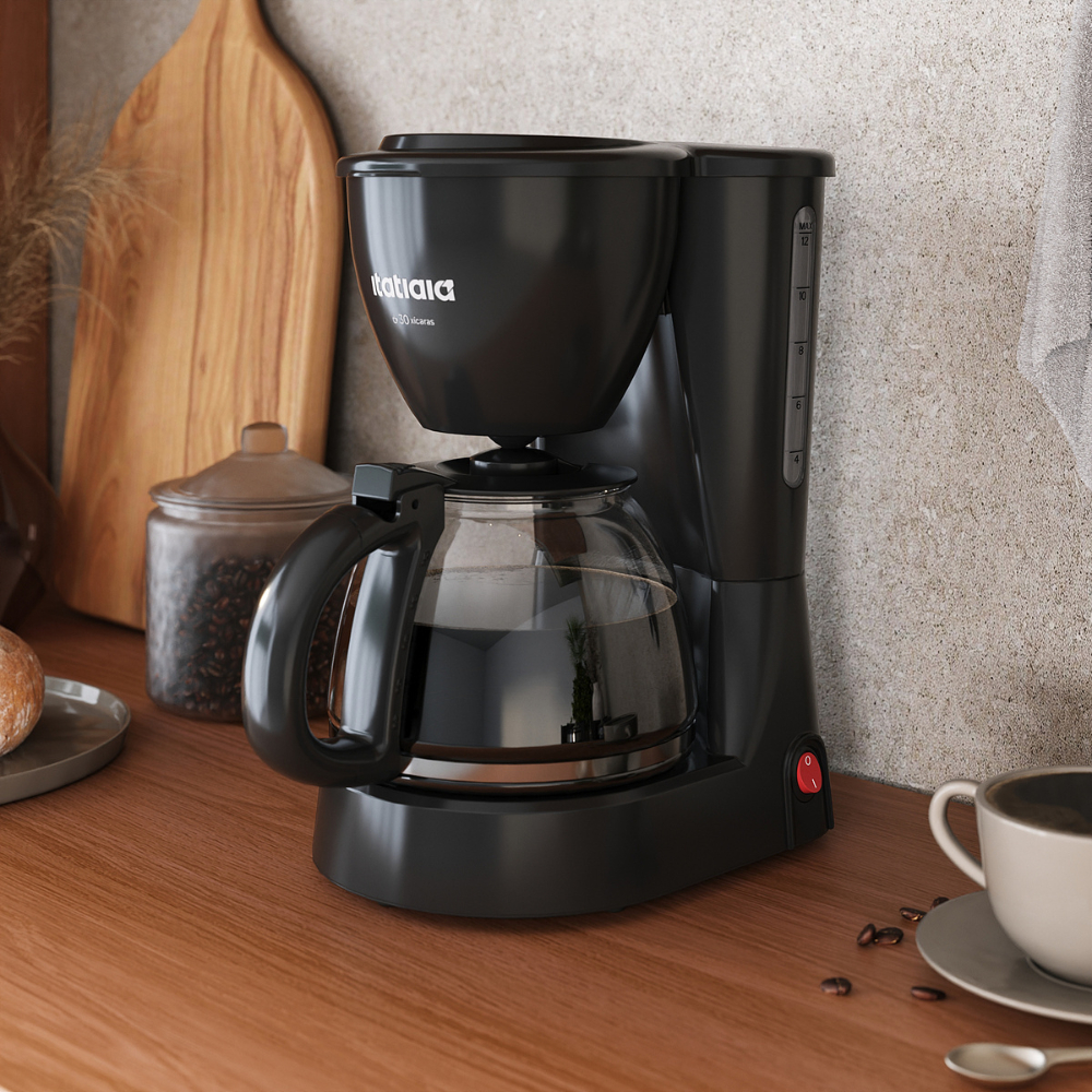 Cafeteira Elétrica Itatiaia 30 Xícaras Preta com Jarra de Vidro 127V/220V Filtro Permanente