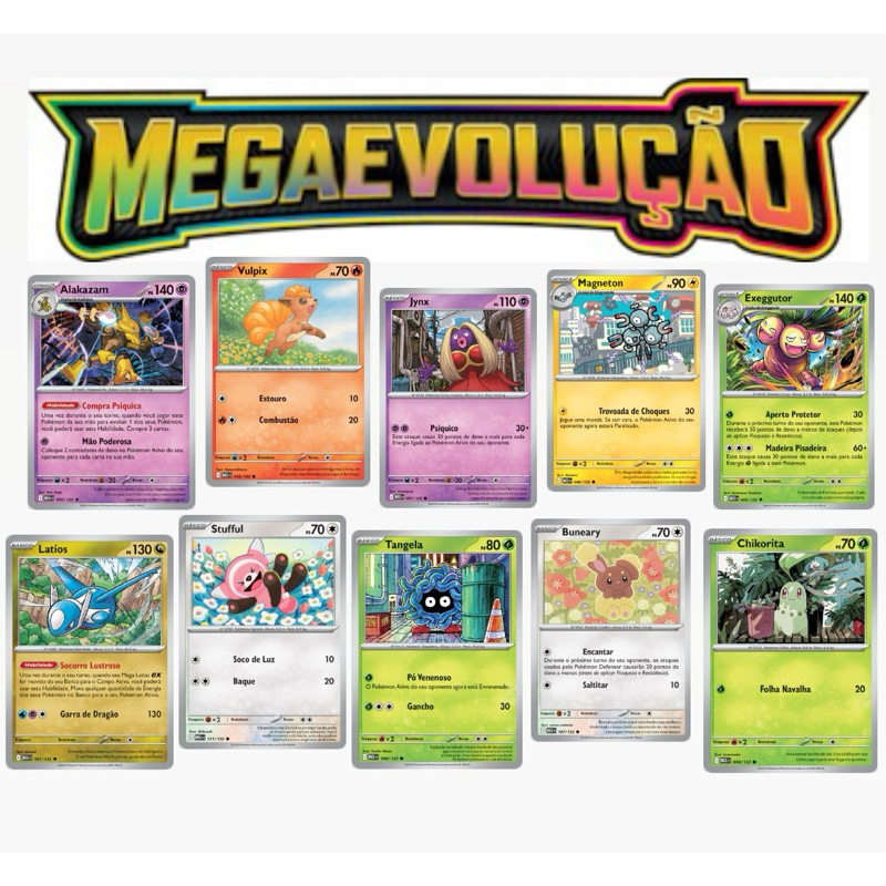 100 Cartas Pokemon Mega Evolução Novas