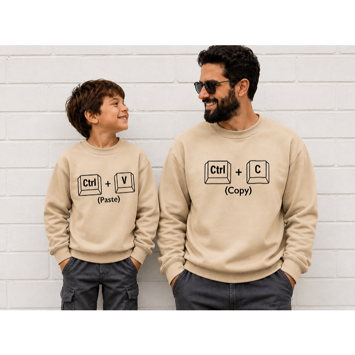 Kit Moletom Pai e Filho Filha Unissex Combinando Ctrl C Ctrl V Presente Dia dos Pais Tal Pai Tal Filho Filha
