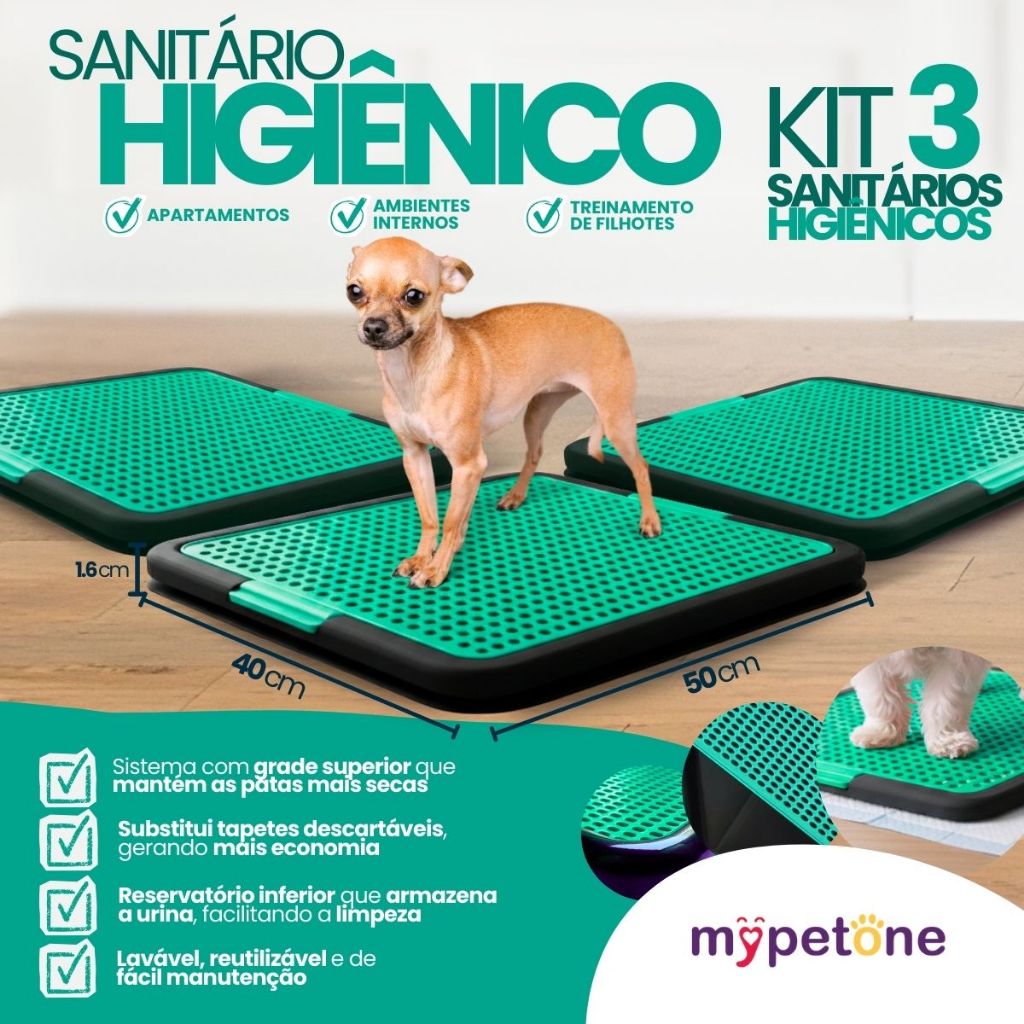 3 Tapete Sanitário Higiênico Lavável Educa Pet Xixi Cães Mypetone Tiffany