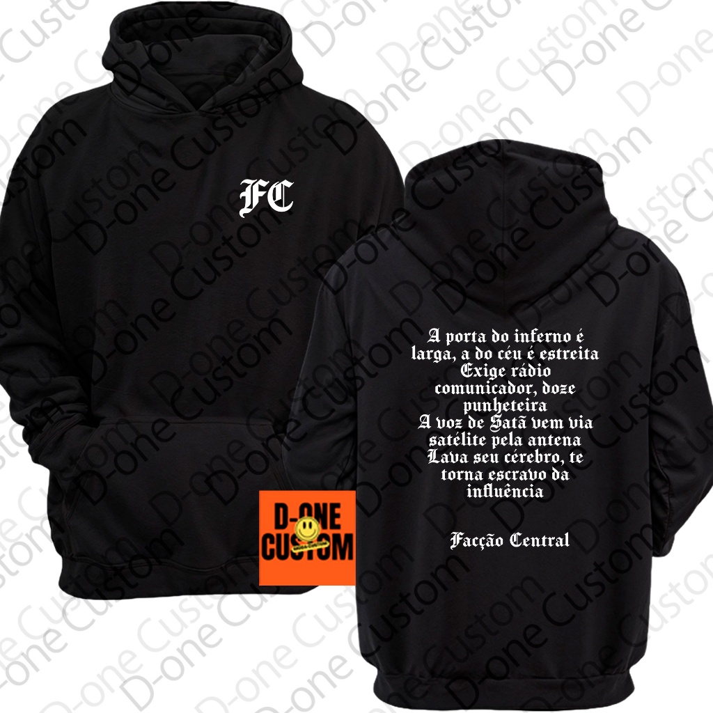 Moletom Blusa De Frio Facção Central Grupo Hip-Hop Estilo Urbano Homenagem Logo A Porta Do Inferno