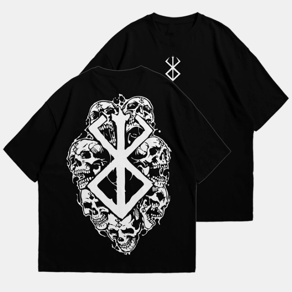 Camiseta Oversized Caveira Berserk Treino Academia Larga Fit