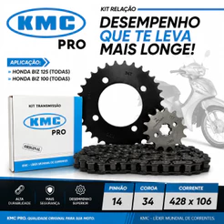 Kit Relação Transmissão Tração Honda Biz 110 125 Todas Preto