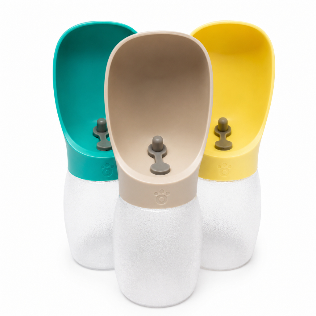 Garrafa Portátil para Cachorro c/ Bebedouro Acoplado 330ml Garrafinha para Passeios e Viagens