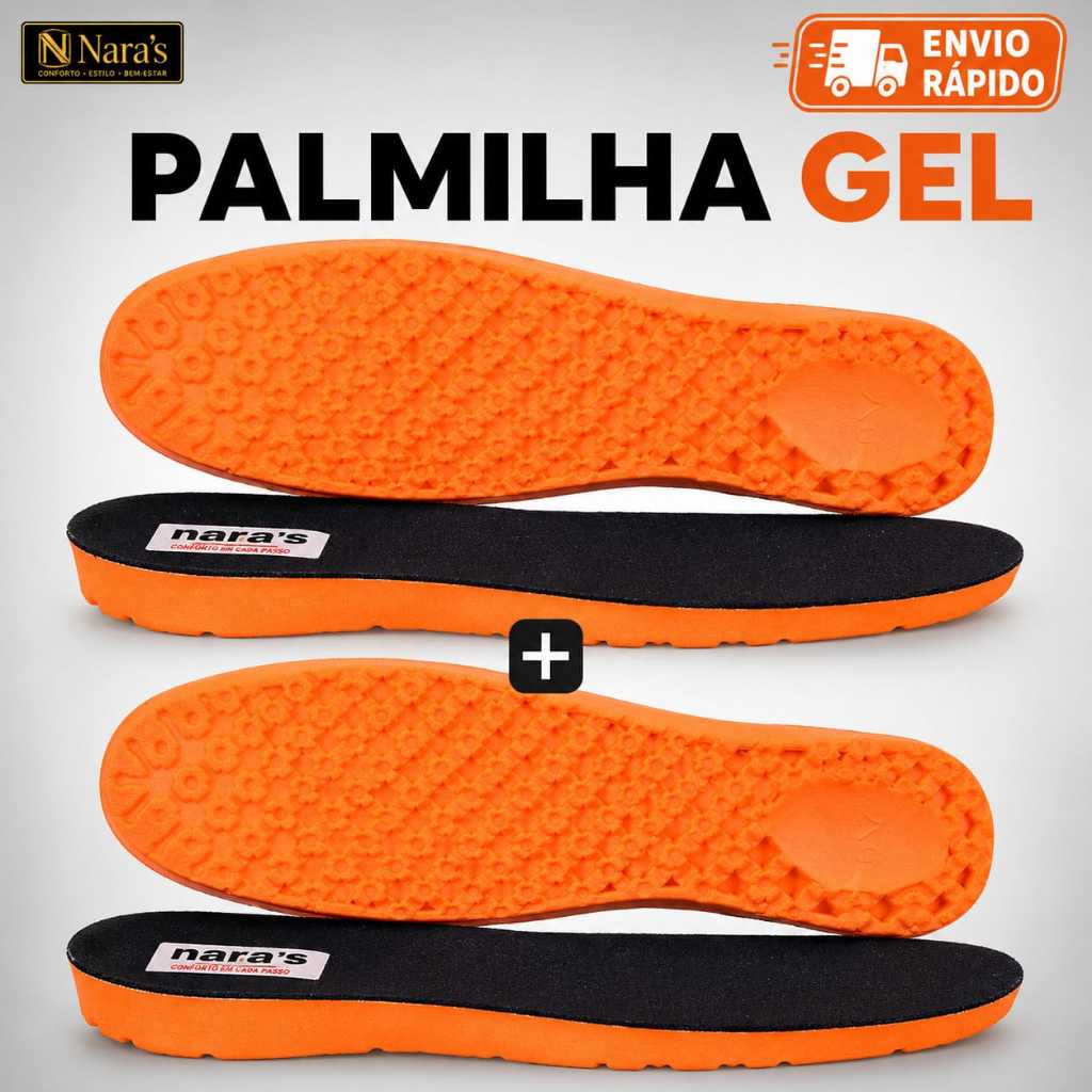 Kit Palmilha Gel Ortopédica Anatômica Anti-Impacto
