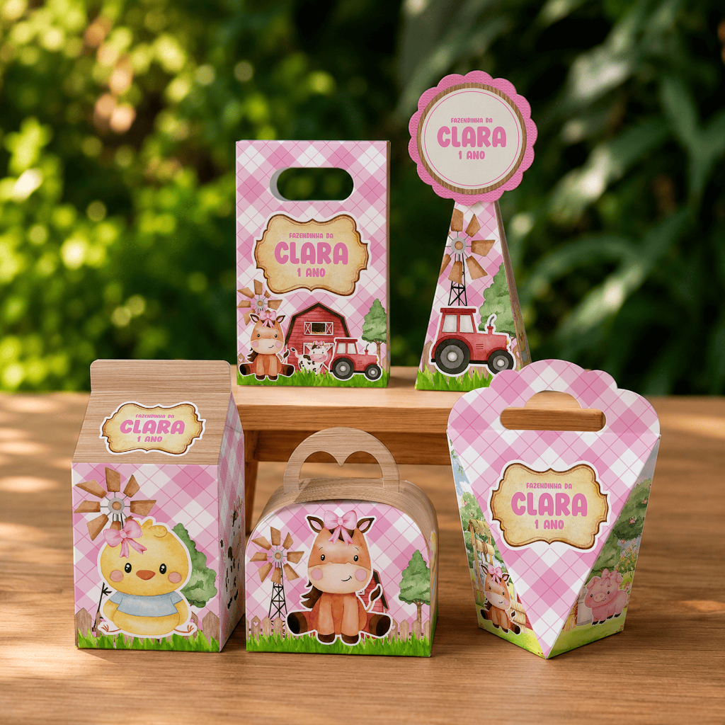 Kit Personalizado Fazendinha Menina para Festa Infantil | 15, 25 e 50 Peças