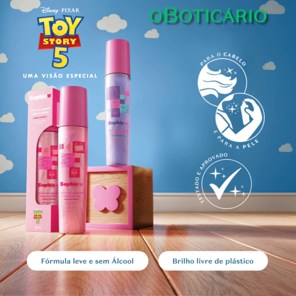 Combo Shimmer Splash Corpo e Cabelo O Boticario Sophie Toy Story 5 2 un - Dia das Crianças
