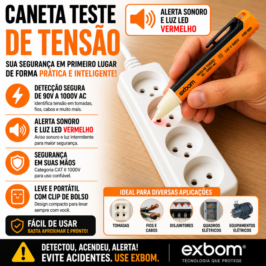 Detalhes do Caneta Detectora De Tensão Elétrica Teste Sonora Energia
