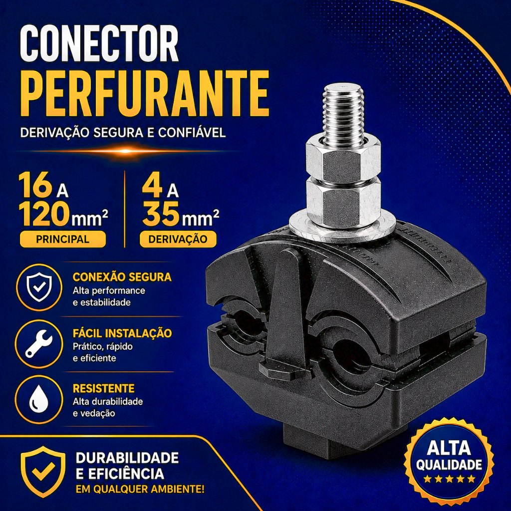 Conector CDP Perfurante 16 a 120mm Derivação 4 a 35mm Emenda Morcego Piranha Piercing Vampiro