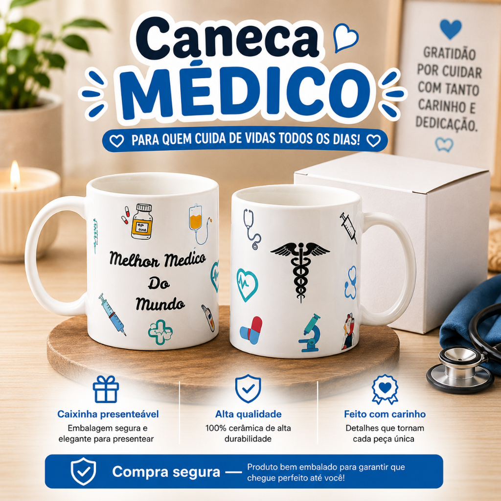 Caneca Xícara Personalizada Melhor Médico do Mundo Presente Profissional Medicina enfermagem Medico