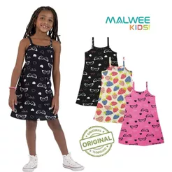 Vestido Infantil Menina Estampado Malwee Kids Curto Regata