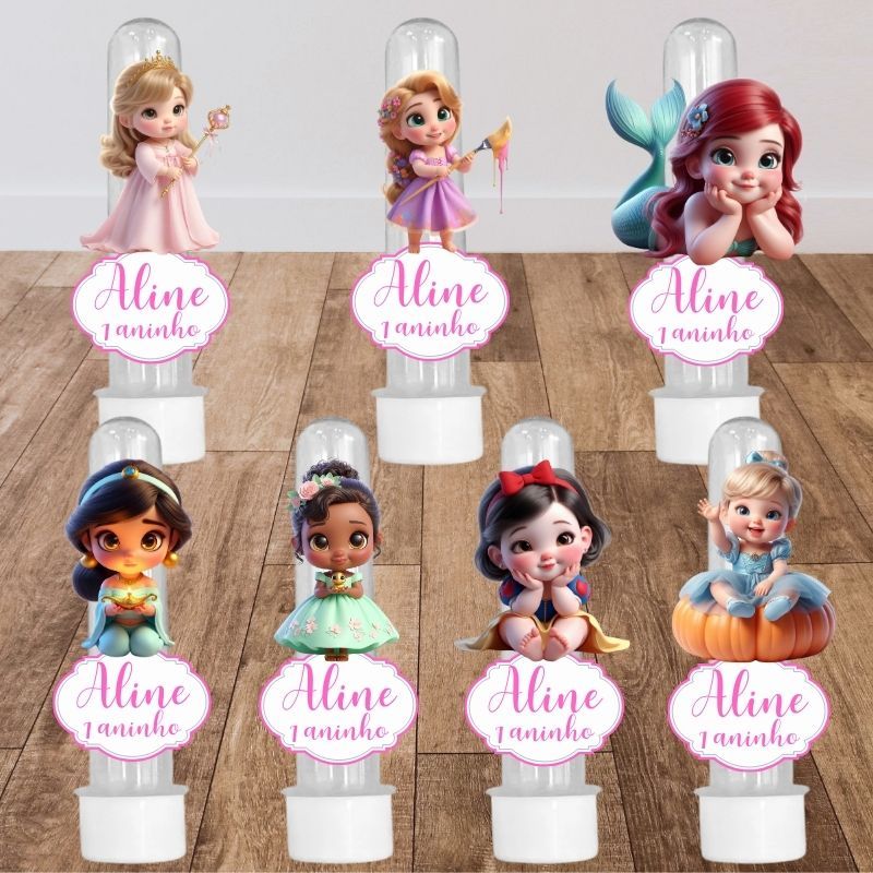 Aplique Princesas Baby Lembrancinha Personalizada | Topper Personalizado Infantil | Aplique para Tubete Princesas Baby