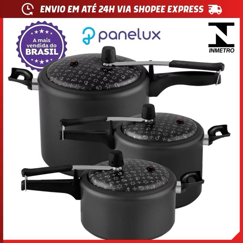 Panela de Pressão 4,5 Litros Antiaderente Panelux Anti Aderente 4,5 Classic Preta
