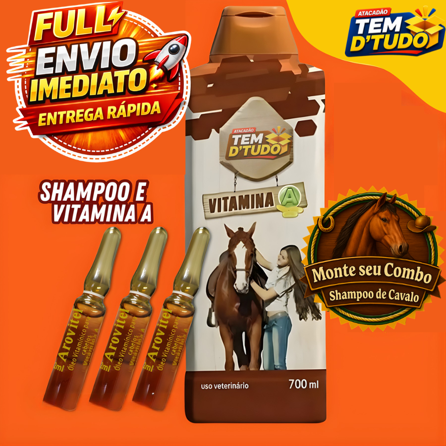 Shampoo de Cavalo Vitamina A Brilho e Força