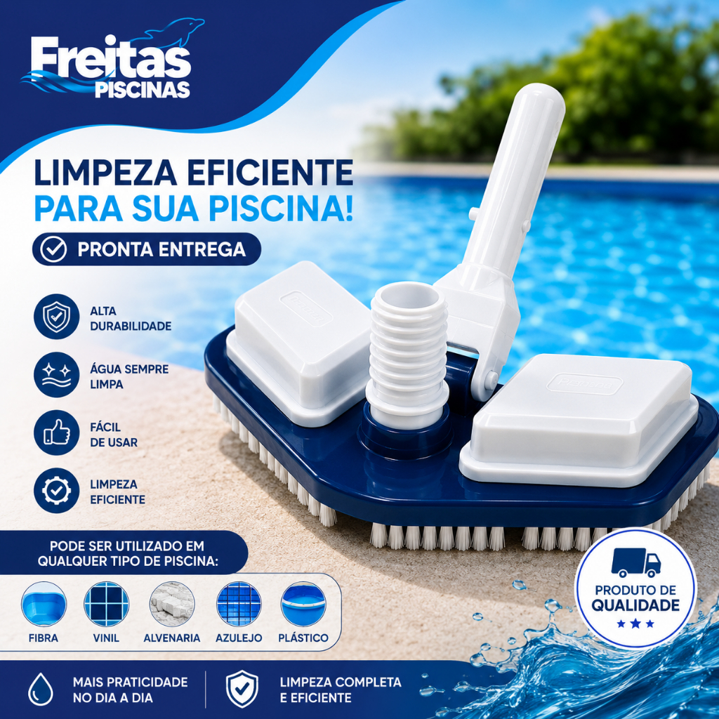 Aspirador De Piscina Asa Delta Com Escova Limpeza Para Todos Tipos De Piscina