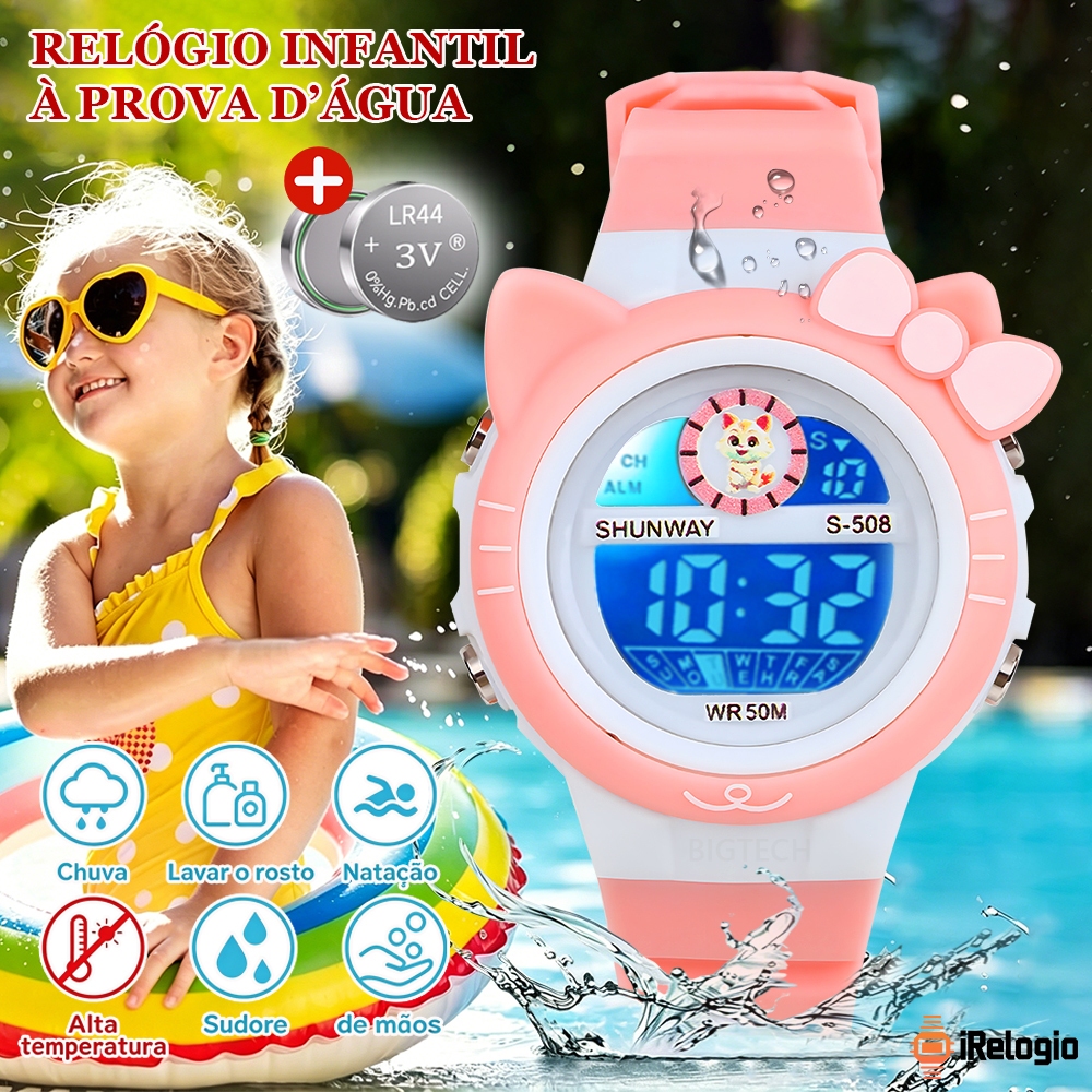 Relógio Digital Feminino Infantil À Prova D Água Esportivo Luminoso Eletrônicos Led