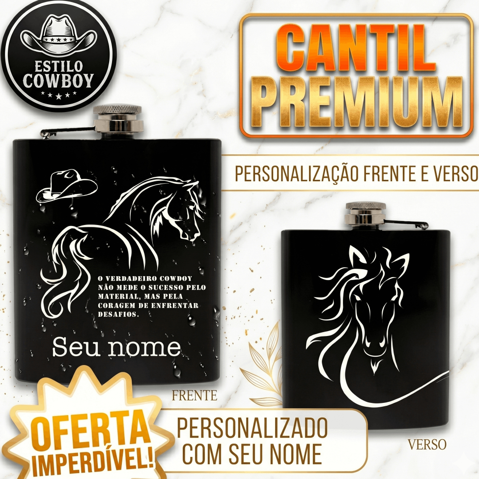 Cantil Porta-Whisky  – Aço Inox com Brilho- Personalização a Laser -Frente-e -Verso ✨