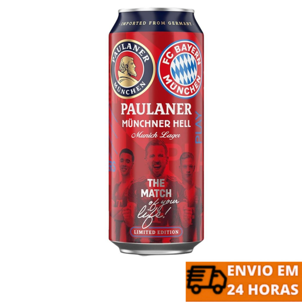 Cerveja Munchner Hell Paulaner Edição Limitada FC Bayer Munich 500ml
