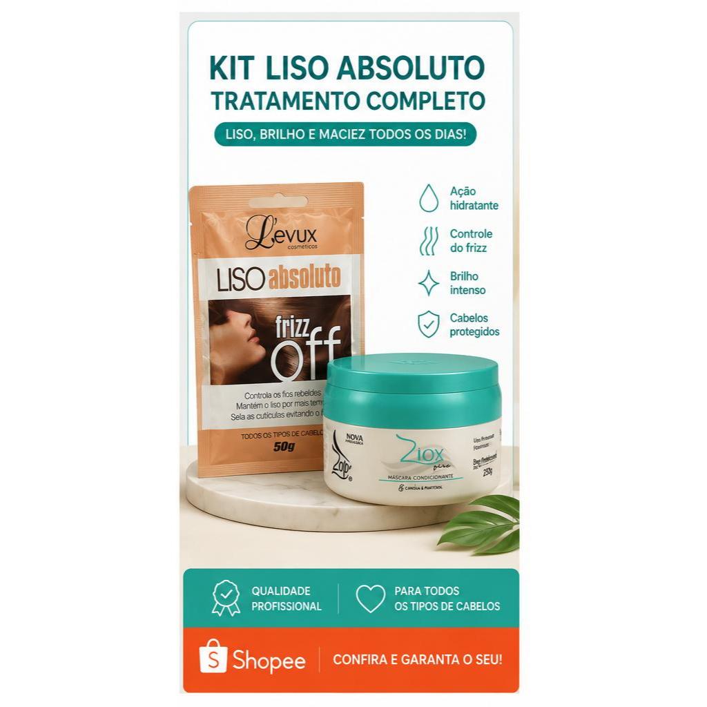 Kit Liso Absoluto Frizz Off + Máscara Ztox Zap  Tradicional 250g
