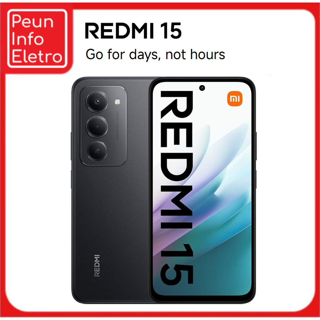 Celular Redmi 15 4G 128GB + 6GB RAM NFC  6.9" CAM 50MP bateria 7000mAh PRETO