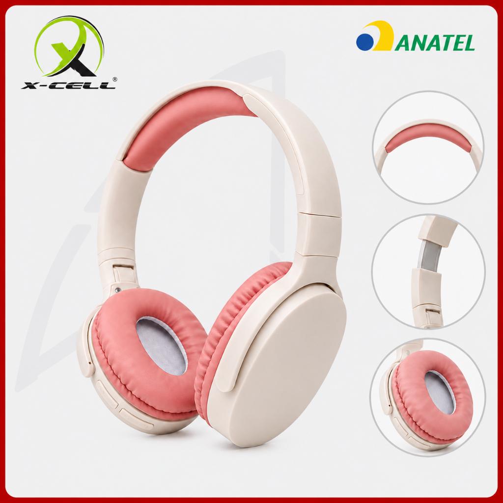 Fone de Ouvido Bluetooth 5.3 Over Ear Sem Fio Confortável Ajustável